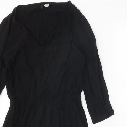 Divided Womens Black Viscose Kaftan Size 12 V-Neck Pullover
