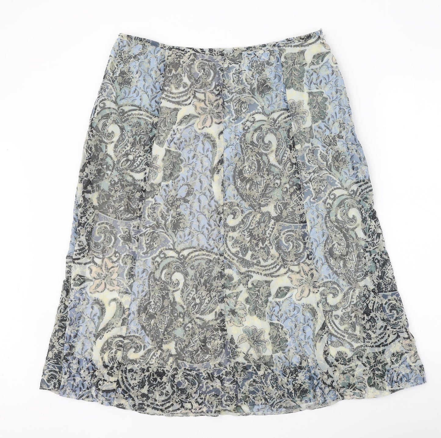 Classic Womens Beige Geometric Polyester Swing Skirt Size 14 Zip