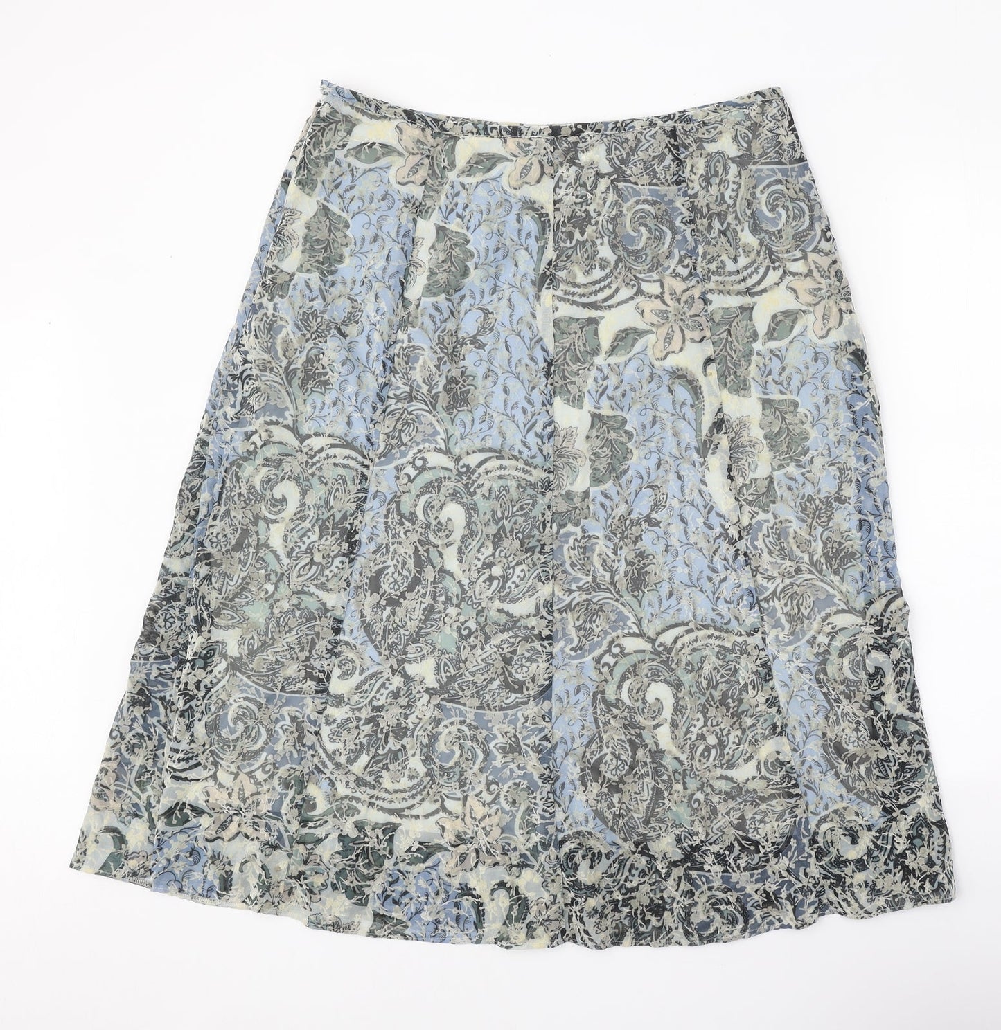 Classic Womens Beige Geometric Polyester Swing Skirt Size 14 Zip