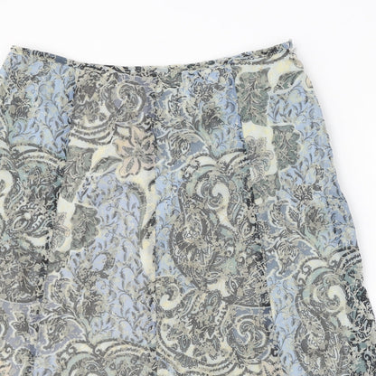 Classic Womens Beige Geometric Polyester Swing Skirt Size 14 Zip