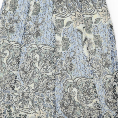 Classic Womens Beige Geometric Polyester Swing Skirt Size 14 Zip