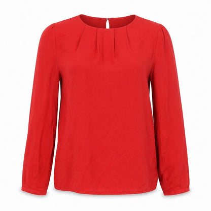 Zara Womens Red Polyester Basic Blouse Size S Round Neck