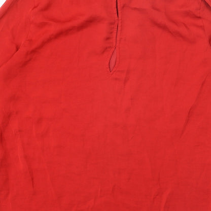 Zara Womens Red Polyester Basic Blouse Size S Round Neck