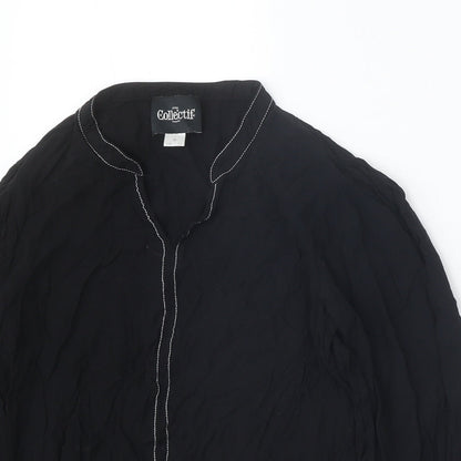 Collectif Womens Black Polyester Basic Blouse Size 12 V-Neck