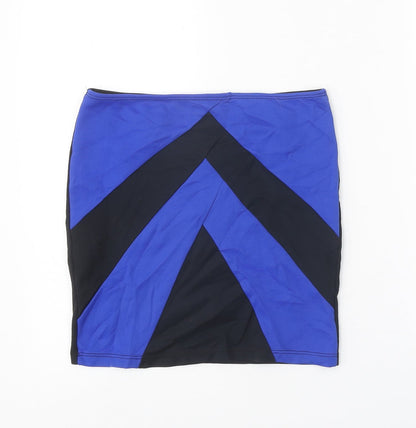 INSIDE Womens Black Geometric Polyamide Straight & Pencil Skirt Size L