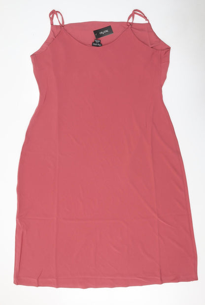 City Chic Womens Pink Polyester Bodycon Size 22 Cowl Neck Pullover