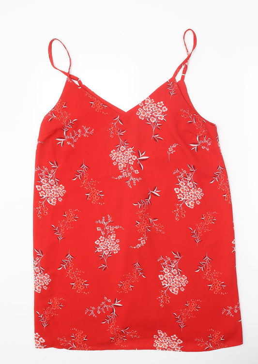 Cotton On Womens Red Floral Polyester Camisole Tank Size M V-Neck