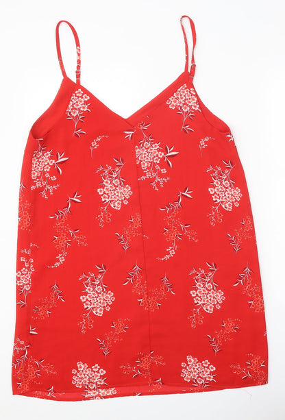 Cotton On Womens Red Floral Polyester Camisole Tank Size M V-Neck