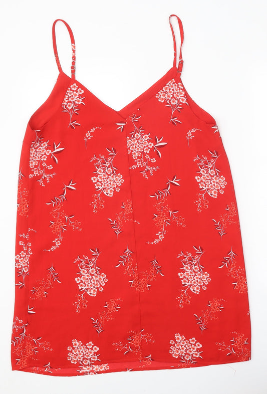 Cotton On Womens Red Floral Polyester Camisole Tank Size M V-Neck