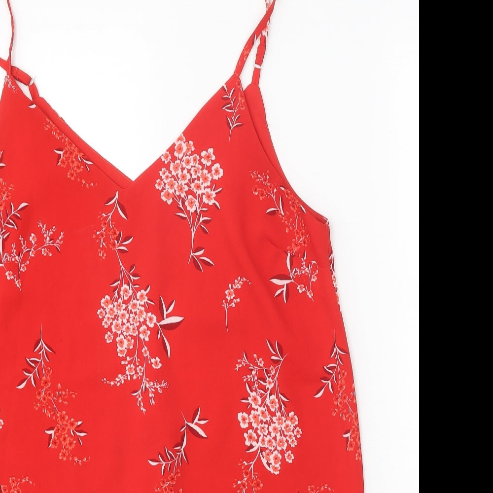 Cotton On Womens Red Floral Polyester Camisole Tank Size M V-Neck