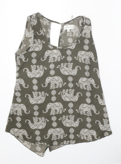 Womens UK Size 8 Apricot Grey Basic Tank