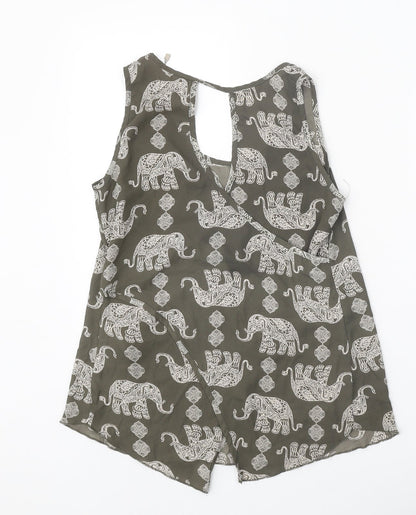 Womens UK Size 8 Apricot Grey Basic Tank