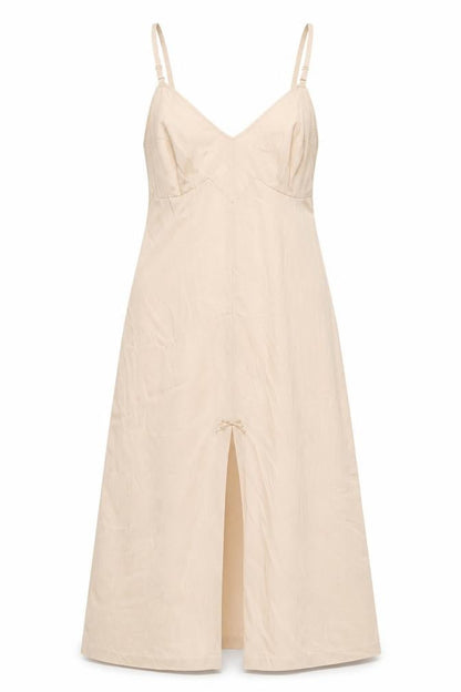 Vassarette Womens Beige Nylon Slip Dress Size 8 V-Neck Pullover