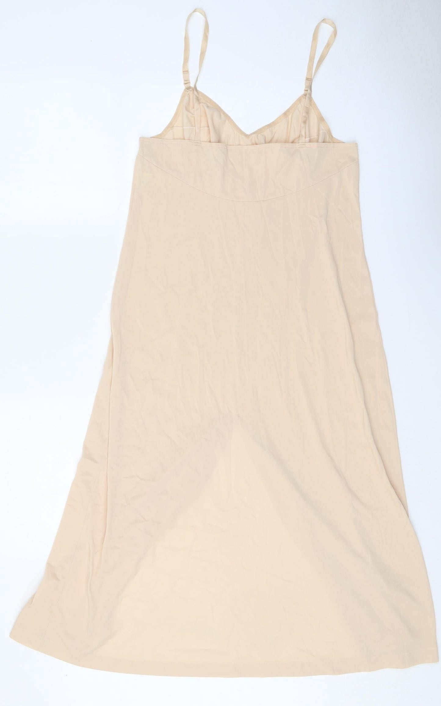 Vassarette Womens Beige Nylon Slip Dress Size 8 V-Neck Pullover