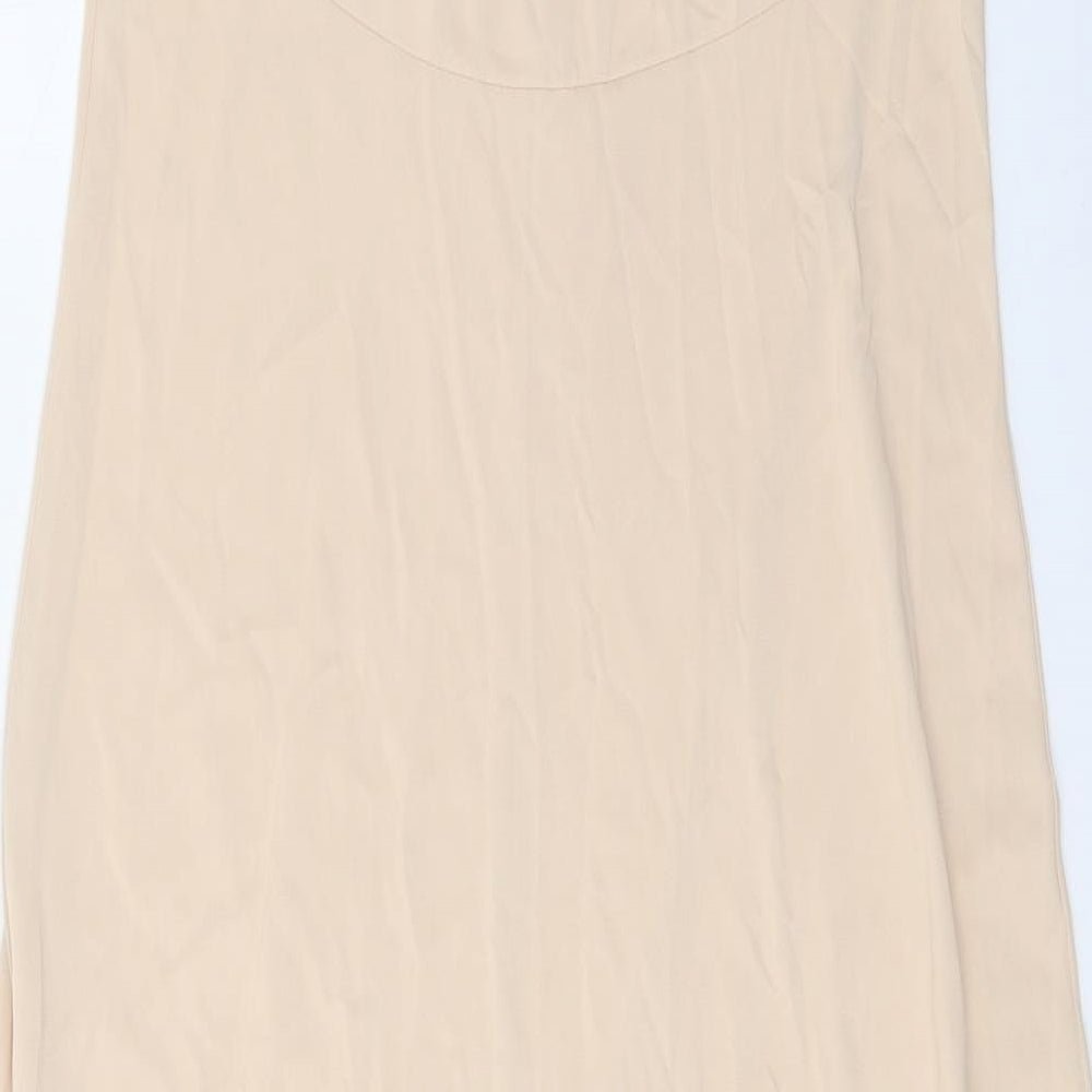 Vassarette Womens Beige Nylon Slip Dress Size 8 V-Neck Pullover