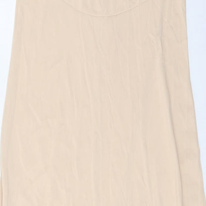Vassarette Womens Beige Nylon Slip Dress Size 8 V-Neck Pullover