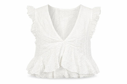 Nakd Womens White 100% Cotton Basic Blouse Size 8 V-Neck