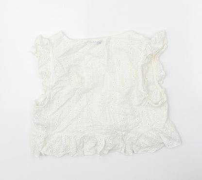 Nakd Womens White 100% Cotton Basic Blouse Size 8 V-Neck