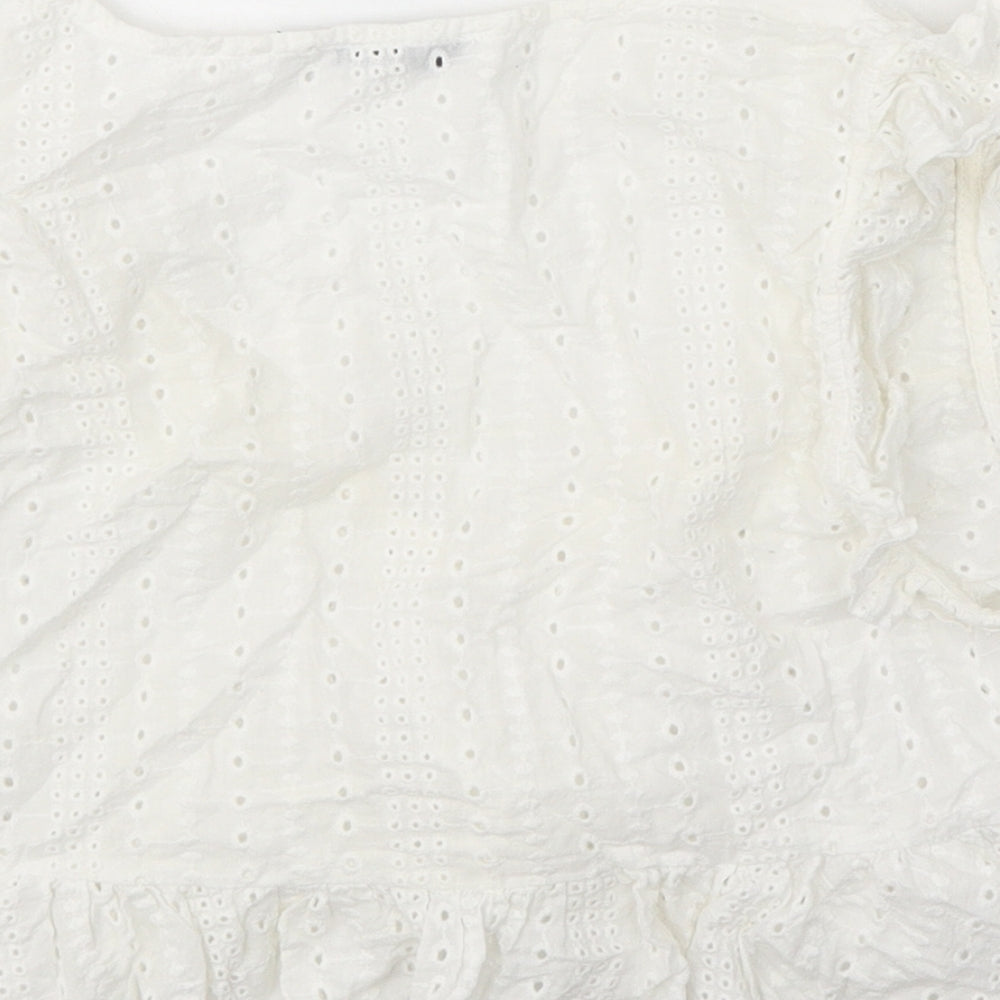Nakd Womens White 100% Cotton Basic Blouse Size 8 V-Neck