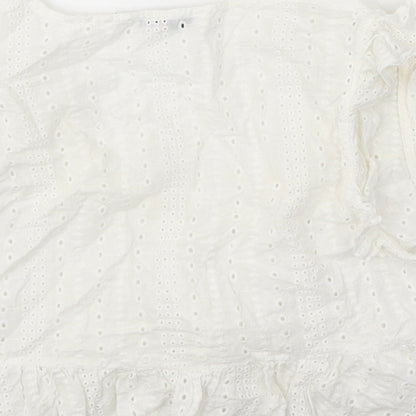 Nakd Womens White 100% Cotton Basic Blouse Size 8 V-Neck