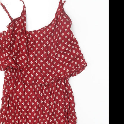Pimkie Womens Red Geometric Viscose Tank Dress Size XS Scoop Neck Pullover