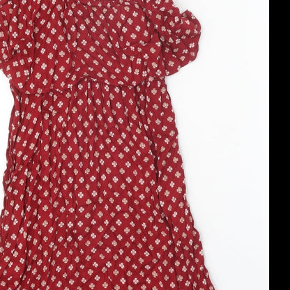 Pimkie Womens Red Geometric Viscose Tank Dress Size XS Scoop Neck Pullover