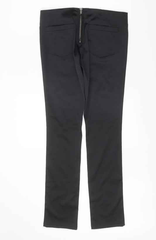 Topshop Womens Black Polyester Trousers Size 10 Regular Zip