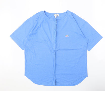 Monique Womens Blue Polyester Basic Blouse One Size Round Neck