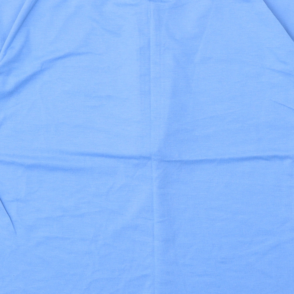 Monique Womens Blue Polyester Basic Blouse One Size Round Neck