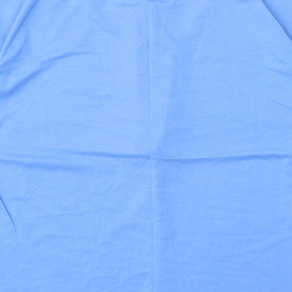 Monique Womens Blue Polyester Basic Blouse One Size Round Neck