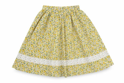 SheIn Girls Yellow Floral Polyester Swing Skirt Size 10 Years Regular Pull On