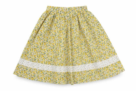 SheIn Girls Yellow Floral Polyester Swing Skirt Size 10 Years Regular Pull On
