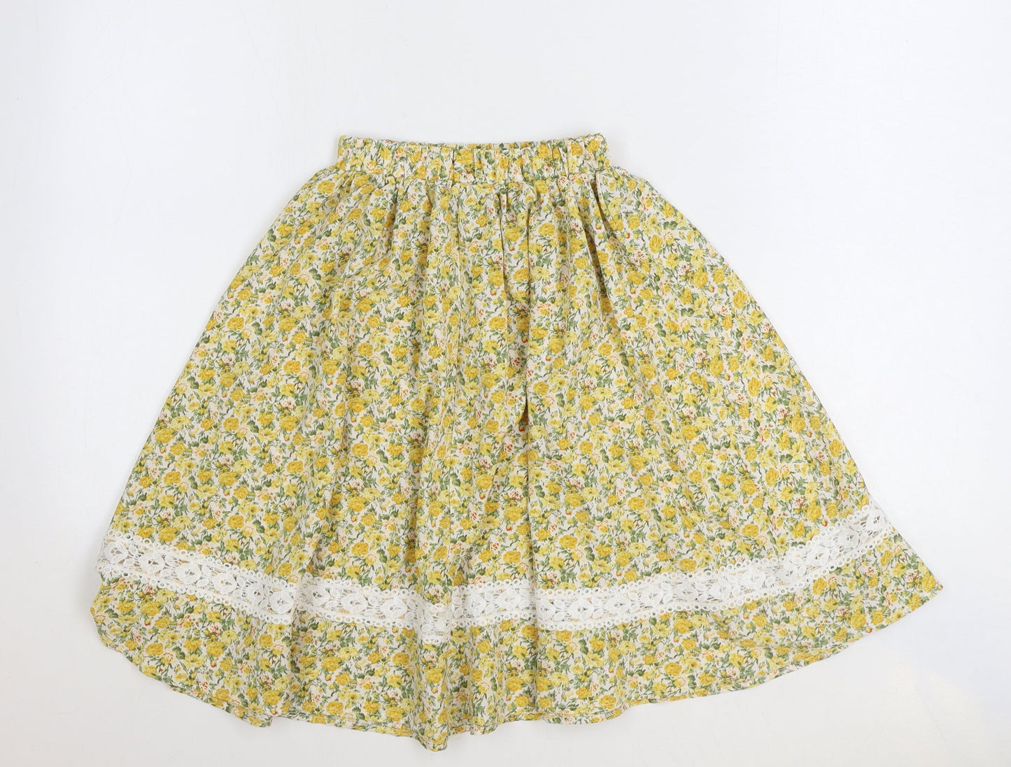 SheIn Girls Yellow Floral Polyester Swing Skirt Size 10 Years Regular Pull On