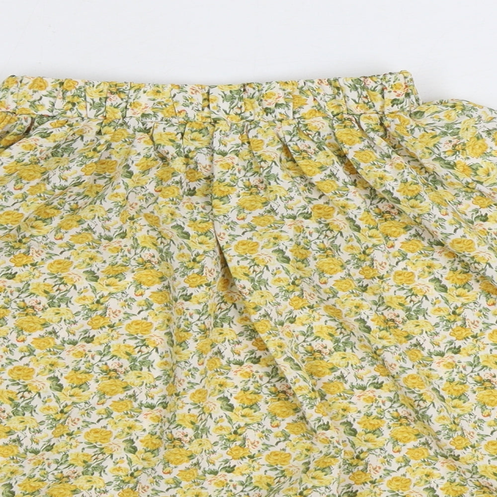 SheIn Girls Yellow Floral Polyester Swing Skirt Size 10 Years Regular Pull On