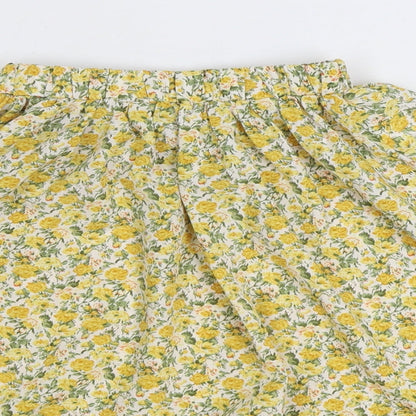 SheIn Girls Yellow Floral Polyester Swing Skirt Size 10 Years Regular Pull On