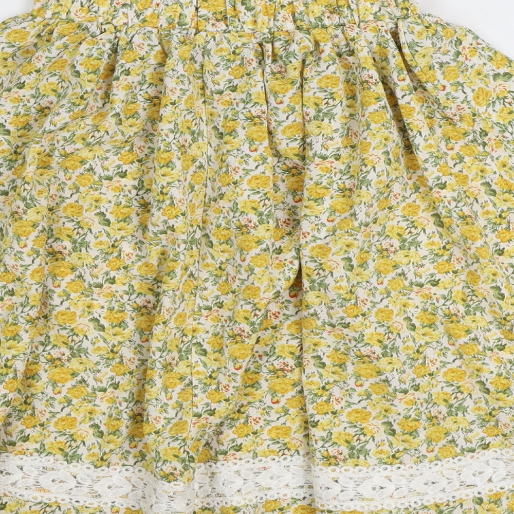 SheIn Girls Yellow Floral Polyester Swing Skirt Size 10 Years Regular Pull On