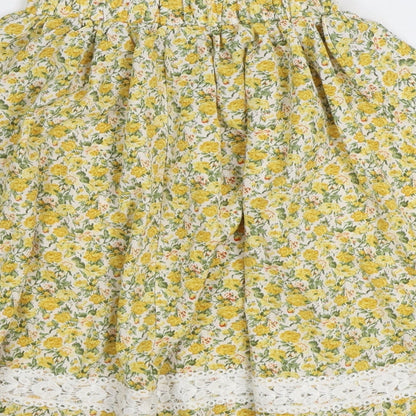 SheIn Girls Yellow Floral Polyester Swing Skirt Size 10 Years Regular Pull On