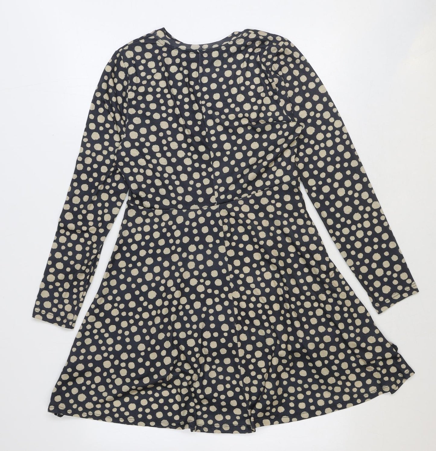 Primark Womens Black Polka Dot Polyester Trapeze & Swing Size 10 Round Neck Pullover