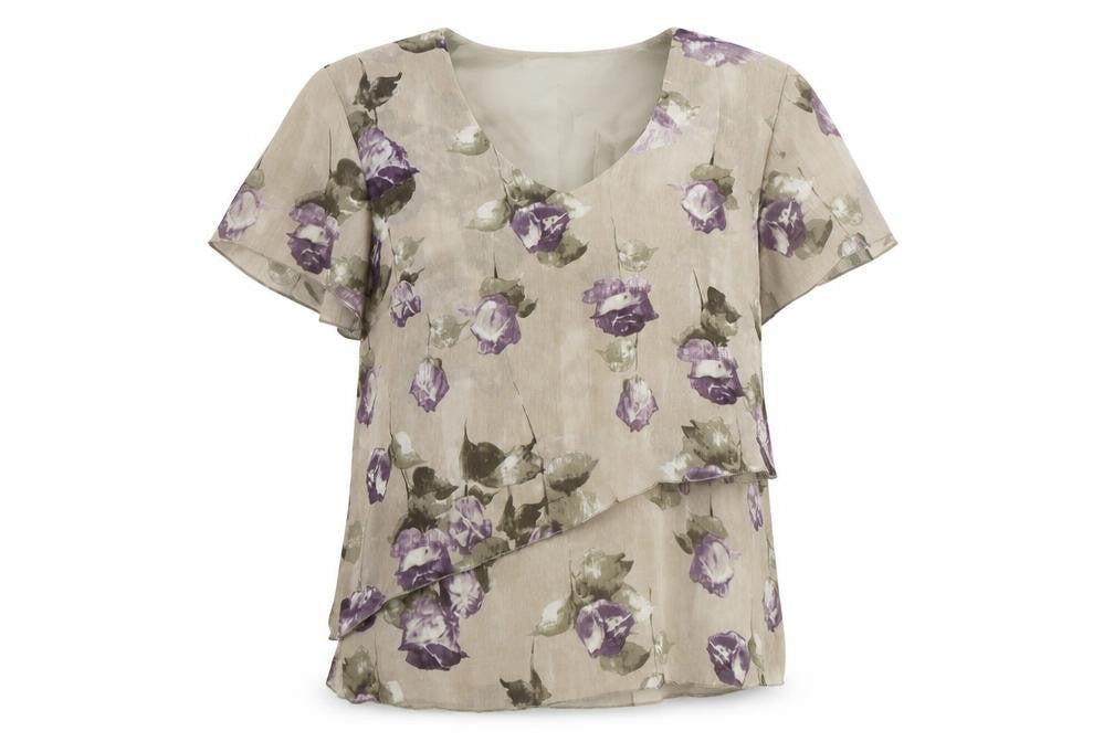 Womens UK Size 10 Gold Grey Basic T-Shirt