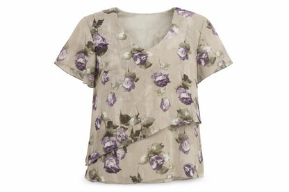 Womens UK Size 10 Gold Grey Basic T-Shirt