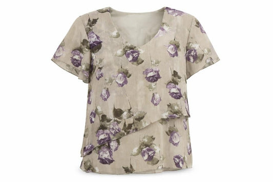 Womens UK Size 10 Gold Grey Basic T-Shirt