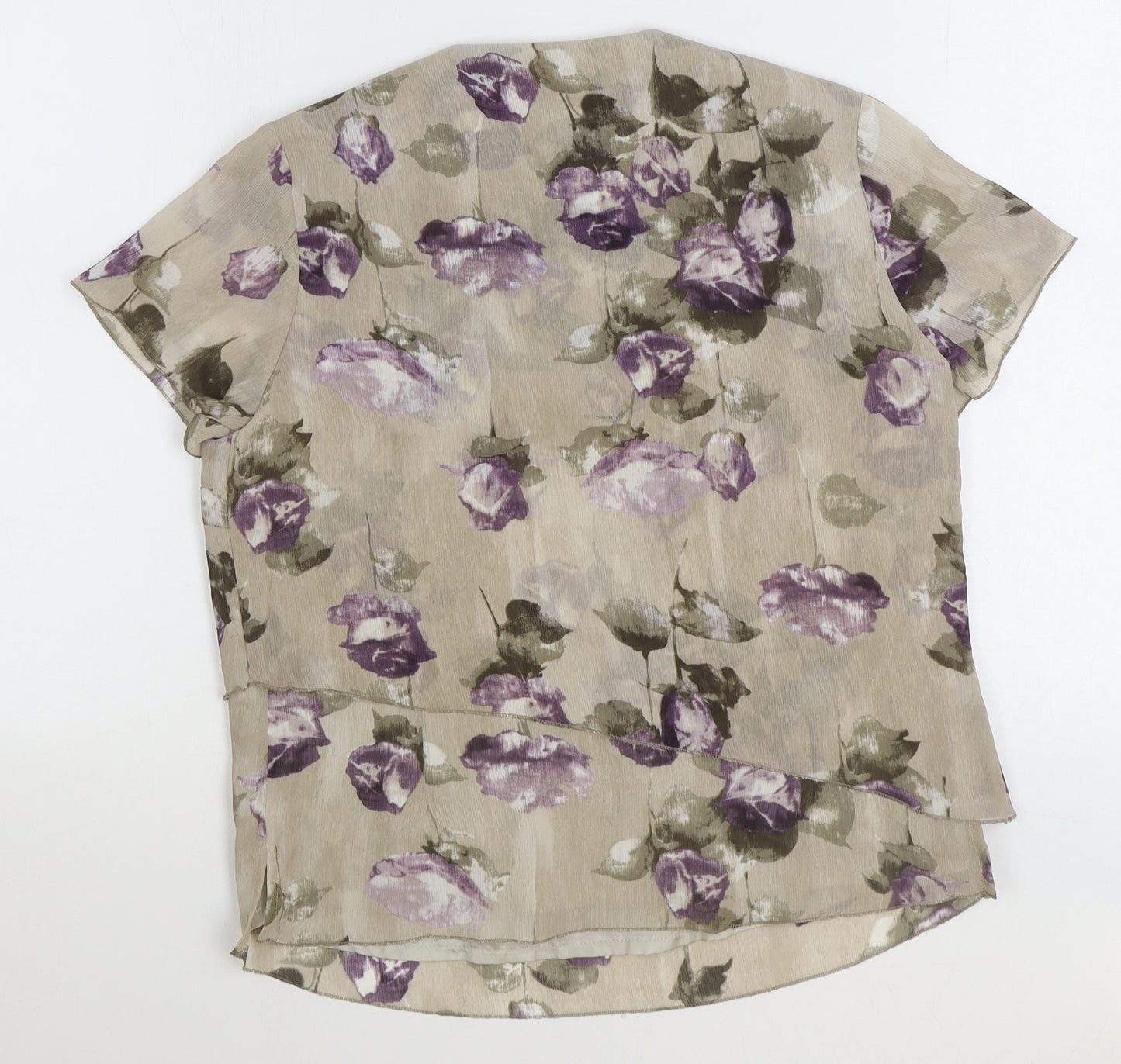 Womens UK Size 10 Gold Grey Basic T-Shirt