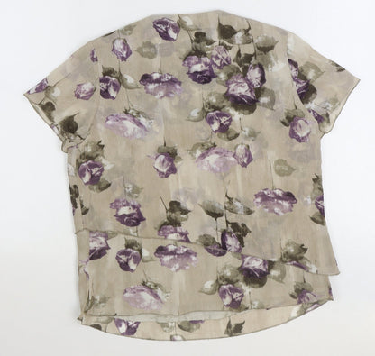 Womens UK Size 10 Gold Grey Basic T-Shirt