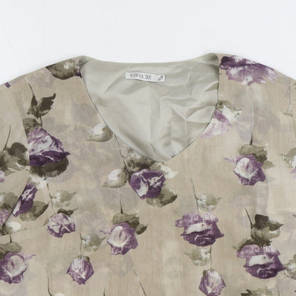 Womens UK Size 10 Gold Grey Basic T-Shirt