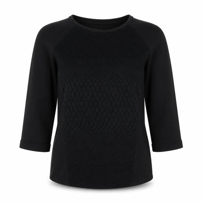 Divided by H&M Womens Black Geometric Polyester Basic Blouse Size 6 Boat Neck