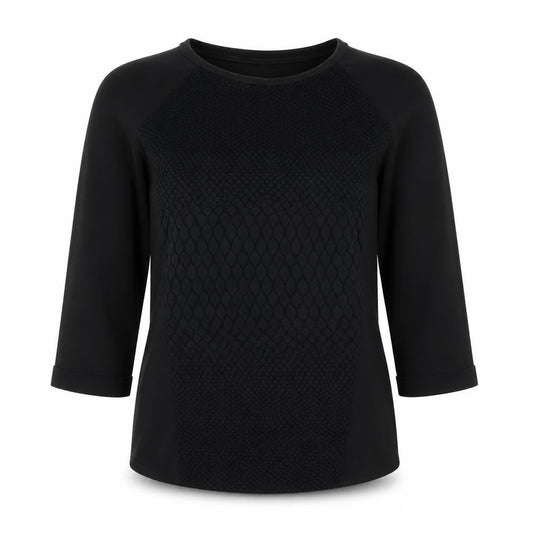 Divided by H&M Womens Black Geometric Polyester Basic Blouse Size 6 Boat Neck