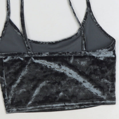 Topshop Womens Black Polyester Cropped Tank Size 4 Scoop Neck