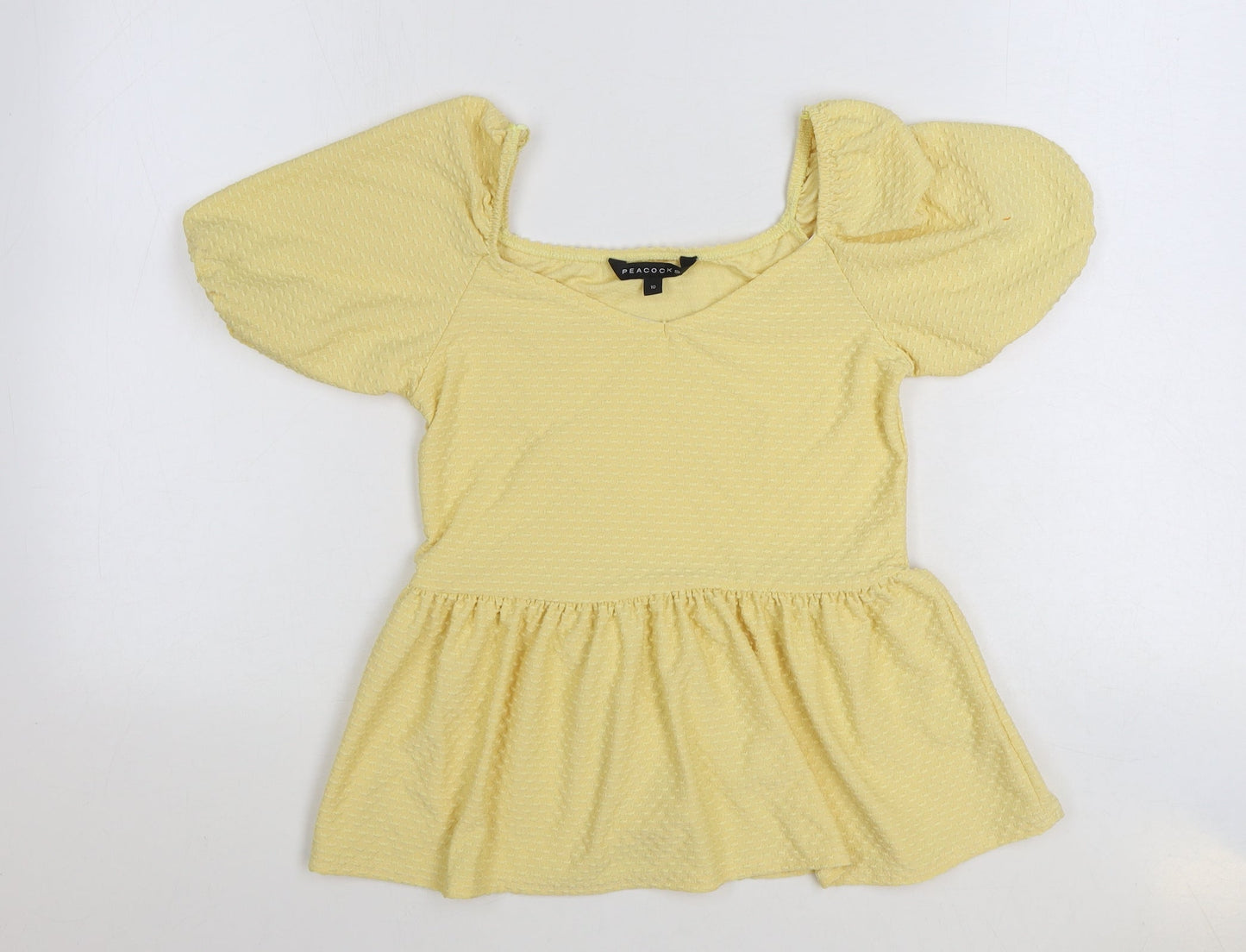 Womens UK Size 10 Peacocks Yellow Basic Blouse