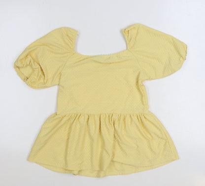 Womens UK Size 10 Peacocks Yellow Basic Blouse