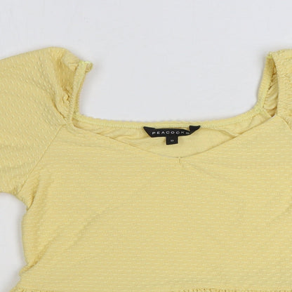 Womens UK Size 10 Peacocks Yellow Basic Blouse